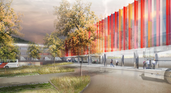 façade nord sur le parvis d'entrée - image nuera