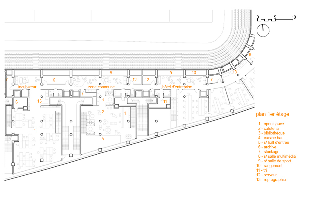 pôle d'innovation au stade Jean Bouin à Paris - 16ème - schéma 3D circulation